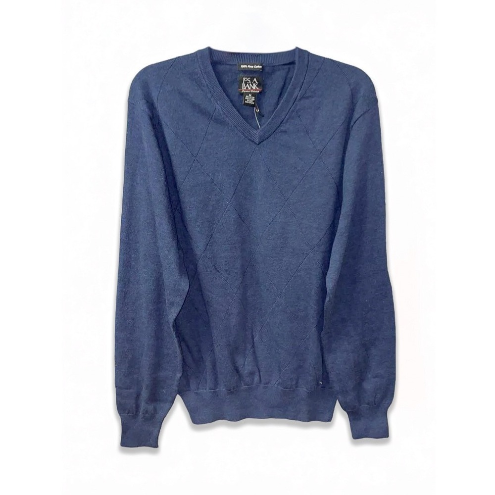 Jos. A. Bank Signature Collection Mens Navy Pima Cotton V-Neck Sweater M NWT‎